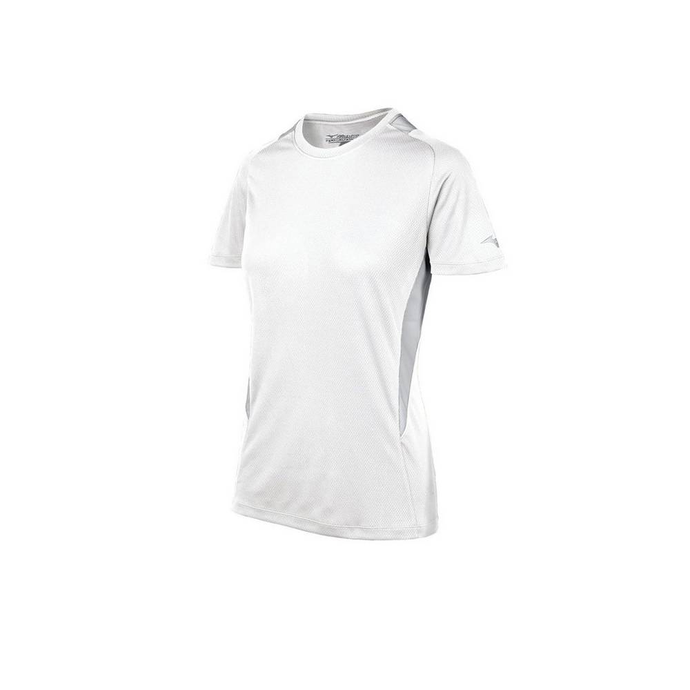 Maglia Mizuno Softball Crew Neck Donna - Bianche/Grigie - 16294-HWNC